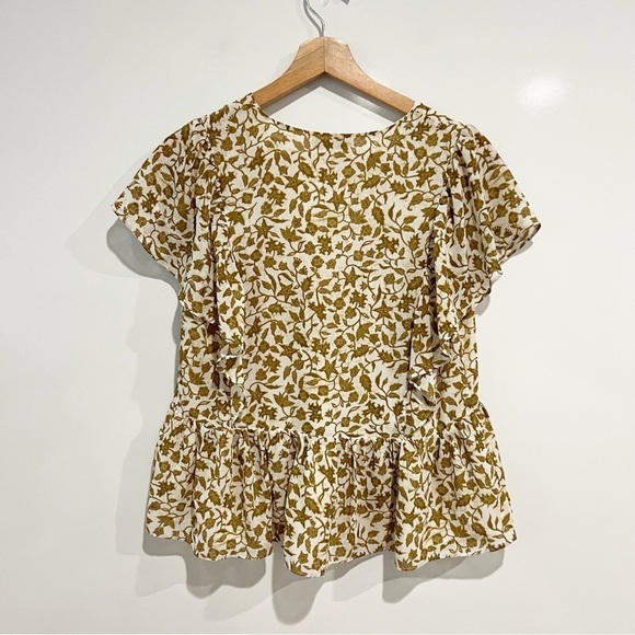 Madewell Crinkle Georgette Flutter-Sleeve Peplum Top in Batik Vine - Picture 4 of 10